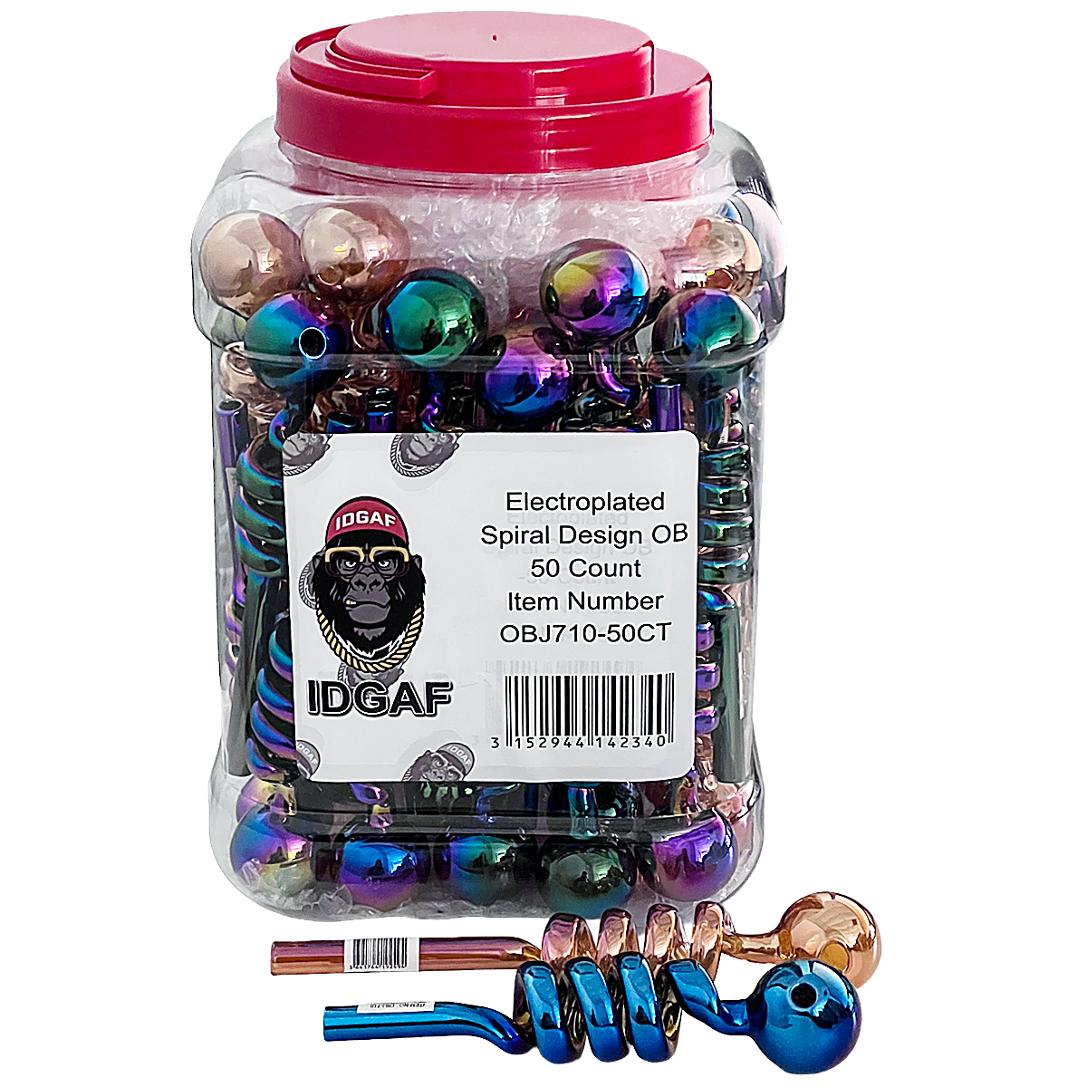 Spiral Design Electroplated OB (OBJ710) | 6 inches | 14mm | Male | 50 Count Display  product image